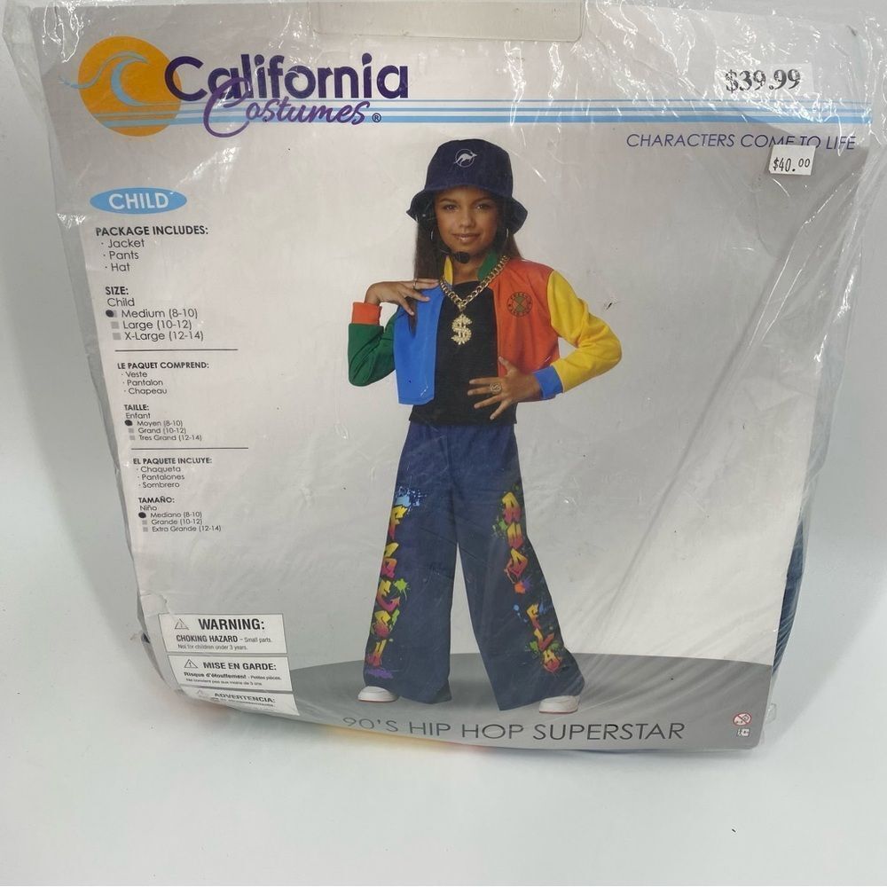 California Costumes Kids 90's Hip Hop Superstar Costume - Multicolor size M